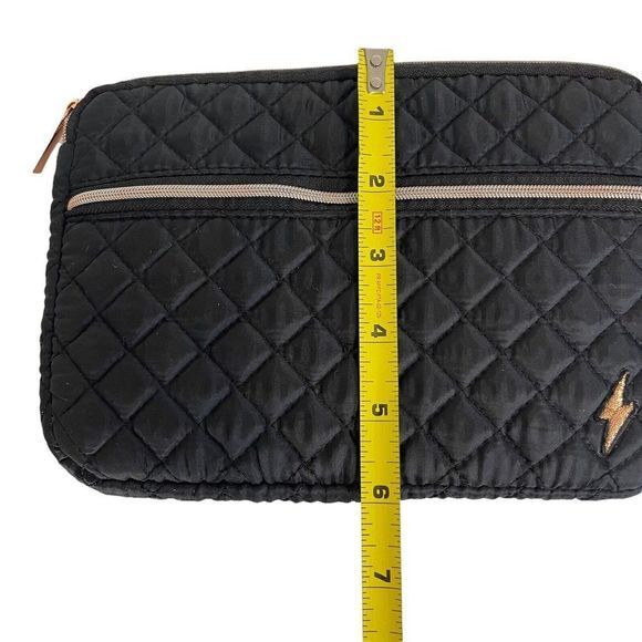 Black Tablet Kindle bag with Rose Gold Nylon Quilted lighting bolt  8"x 5.5" - Picture 9 of 9